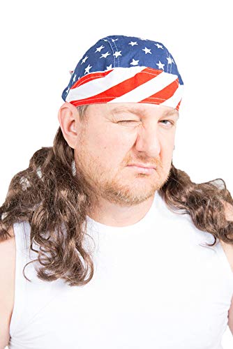 Mullet On The Go - The Freebird Mullet Costume Wig Skull Cap, One Size