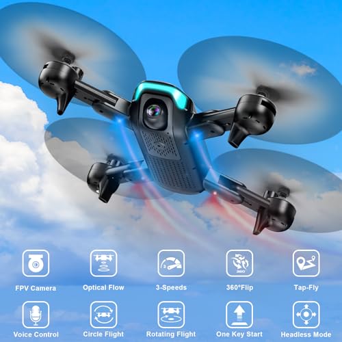 REDRIE Drone with Camera - Foldable Drone for Kids Adults with 1080P FPV Camera, Upgrade Altitude Hold, Gestures Selfie, Waypoint Fly, Headless Mode, 3D Flip, One Key Start, 3 Speed Mode, Circle Fly, 2 Batteries