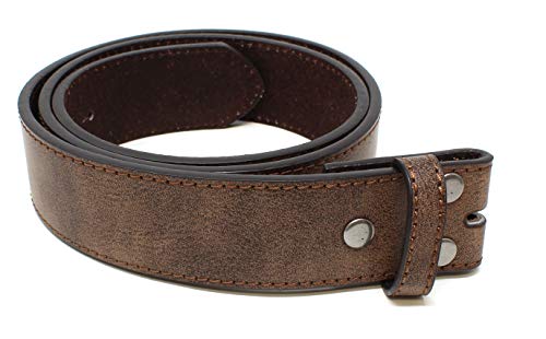 BC Belts Leather Belt Strap with Vintage Distressed Texture 1.5" Wide with Snaps (Dark Brown-S)