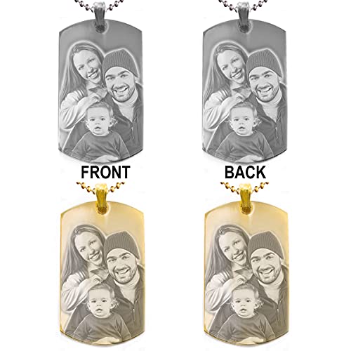 Custom Photo Engraving Dog Tag Necklace - Personalized Jewelry for Lover, Mom, Dad, Friend, Family & Pet Lovers - Cherished Memorial Gift