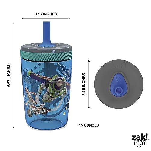 Zak Designs Kelso 15 oz Tumbler Set (Toy Story 4 - Woody & Buzz 2pc Set) Toddlers Cup Non-BPA Leak-Proof Screw-On Lid with Straw Made of Durable Plastic and Silicone, Perfect Baby Bundle for Kids