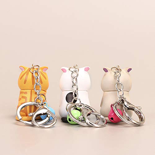 GAIORD Cat Keychain Charms, Key Ring Cute Key Chain Shy Chubby Kitten Trinket Bag Decor (Orange)