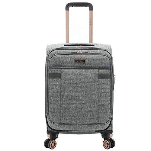 kensie Hudson Softside Spinner Luggage, Heather Gray, 3-Piece Set (16/20/28)