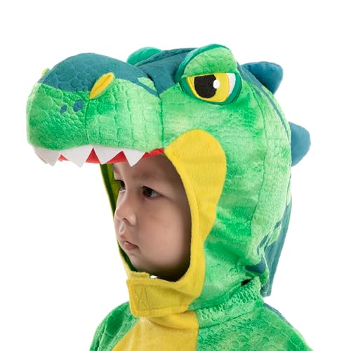 Spooktacular Creations Green T-Rex Costume, Dinosaur jumpsuit Jumpsuit for Toddler and Child Halloween Dress Up Party (3T (3-4 yrs))