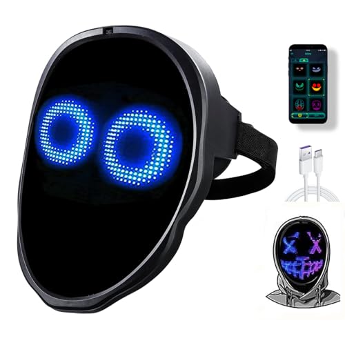 Funle Led Mask with Programmer App, Light Up Face Mask for Adult, Led Halloween Mask Digital Mask