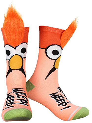 Bioworld The Muppets Beaker Meep Meep Fuzzy Hair Adult Crew Socks