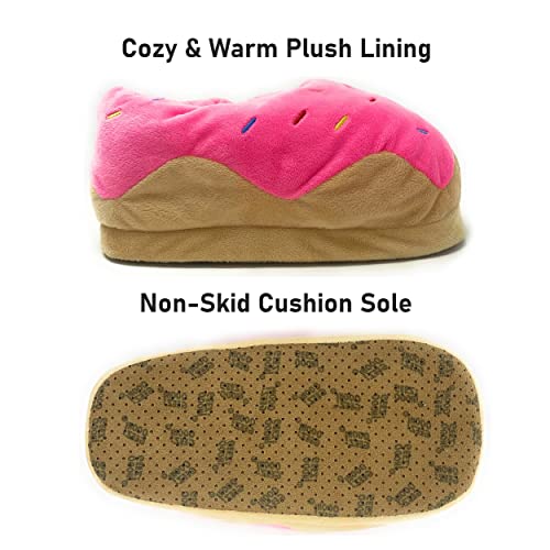 ooohyeah Women’s Fuzzy Food Hug Slippers, Cute Funny Cozy Non-Slip House Slippers for Women, Donut Judge Me, Shoe Size 5-6