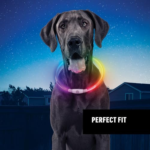 Nite Ize NiteHowl Rechargeable LED Safety Necklace - Rechargeable Light Up Dog Necklace with LED Lights - Dog Accessories for Walking & Running at Night - Rechargeable Batteries - Multicolor