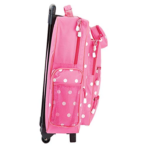 Lillian Vernon Personalized Rolling Luggage for Kids – Pink Polka Dot Design, 6” x 15.5" x 23"H