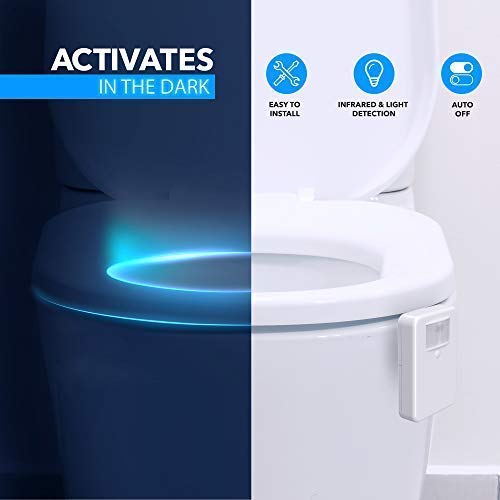 Chunace Toilet Bowl Night Light with Motion Sensor, 16 Color Changing LED Gadget for Bathroom Accessory Decor, Cool Gag Stuff for Men, Kids, Birthday Gifts 2024