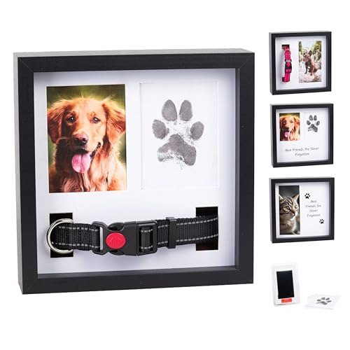 OtterPets Pet Memorial Dog Picture Frame, 4 Customizable Displays, 9x9", Paw Print Kit for Dogs, Pet Memorial Gift for Dogs, Loss of Dog Sympathy Gift, Dog Memorial Gift, Pet Paw Print Impression Kit, Cat Memorial Picture Frame, Dog Passing Away Gift