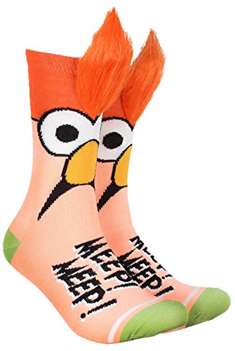 Bioworld The Muppets Beaker Meep Meep Fuzzy Hair Adult Crew Socks