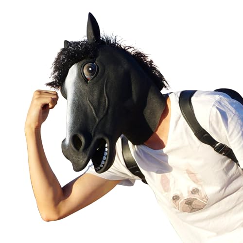 Horse Mask Party Dress Up Horse Head masks for adults Men Masquerade (black)