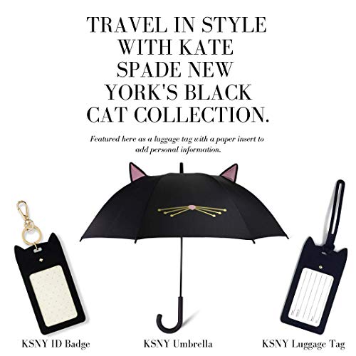 Kate Spade New York Silicone Luggage Tag with Durable Strap, Black Cat