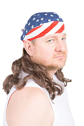 Mullet On The Go - The Freebird Mullet Costume Wig Skull Cap, One Size