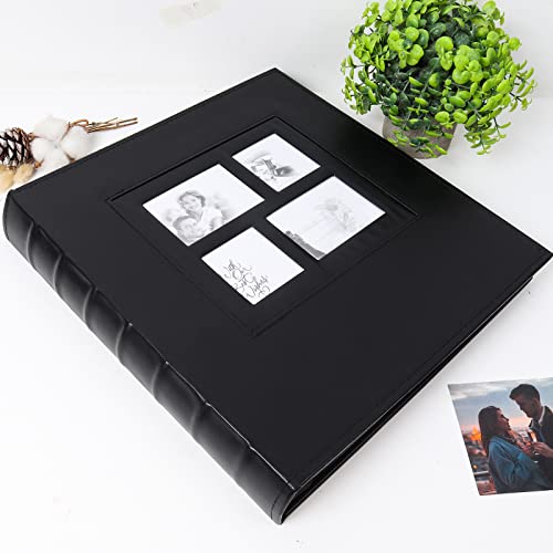 RECUTMS Photo Album 4x6 600 Photos Black Pages Large Capacity Leather Cover Family Photo Albums Holds 600 Horizontal and Vertical Photos (Black)