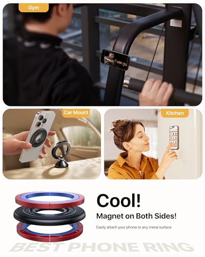 andobil Newest Magnetic Phone Grip for MagSafe [Sability Max] Strong Magnetic Phone Ring Holder Compatible with MagSafe Accessories, iPhone 16 Plus 15 14 13, Pro, Pro Max, Mini, Silicone, Black