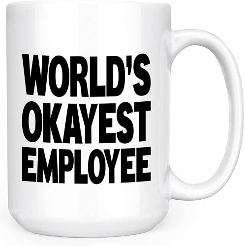 Artisan Owl World's Okayest Boss Employee - 15oz Double-Sided Coffee Tea Mug (Employee All White)