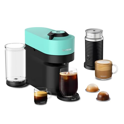 Nespresso Vertuo Pop+ Coffee and Espresso Maker by Breville with Milk Frother, Aqua Mint