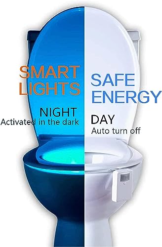 2 Pack Toilet Night Lights with Motion Activated Sensor,16-Color Changing LED Inside Toilet Bowl Nightlight, Cool Stuff for Bathroom Accessories Decor, Unique Gadgets for Men and Kids Brithday Gifts