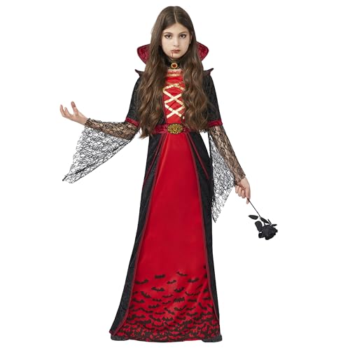 Spooktacular Creations Royal Vampire Costume for Girls Deluxe Set Halloween Gothic Victorian Vampiress Queen Dress Up Party-M(8-10yr)