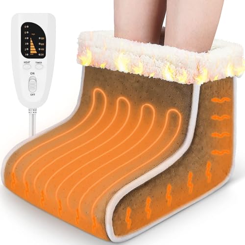 Electric Foot Warmer, Rapid Heating Pad for Feet, 6-Level Heating Feet Warmers Washable, Heated Slippers Valentines Day Gift for Women Men