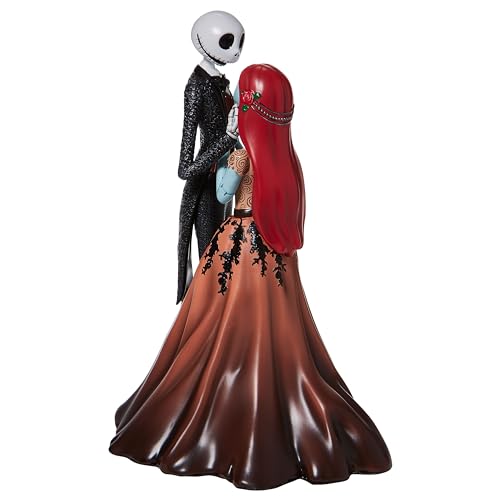 Enesco Disney Showcase Couture de Force The Nightmare Before Christmas Jack and Sally Embracing Figurine- Resin Hand Crafted Painted Collectible Halloween Disney Figurines Home Decor Statue, 9.5 Inch