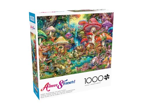 Buffalo Games - Aimee Stewart - Merry Mushroom Village Picnic - 1000 Piece Jigsaw Puzzle for Adults Challenging Puzzle Perfect for Game Nights - Finished Puzzle Size is 26.75 x 19.75