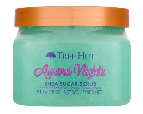 Tree Hut Aurora Nights Shea Sugar Scrub | Exfoliating Body Scrub Removes Dull, Dry Skin for a Soft & Hydrated Glow | Body Care | Vegan, Free of Parabens, Formaldehyde Donors, & Sulfates | 18 fl oz.