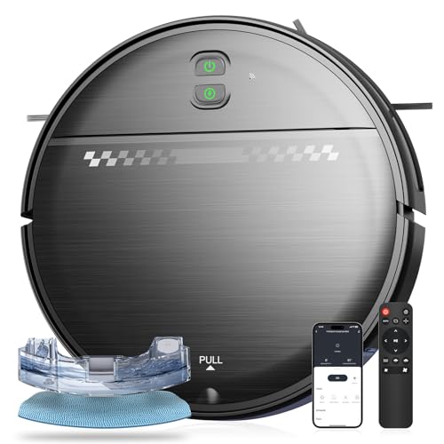 MANVN Robot Vacuum and Mop Combo, Robot Vacuum with Wi-Fi/APP, Self-Charging Robot Vacuum and Mop Ultra Slim Quiet, Ideal for Hard Floor, Pet Hair and Daily Cleaning