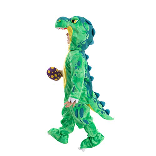 Spooktacular Creations Green T-Rex Costume, Dinosaur jumpsuit Jumpsuit for Toddler and Child Halloween Dress Up Party (3T (3-4 yrs))