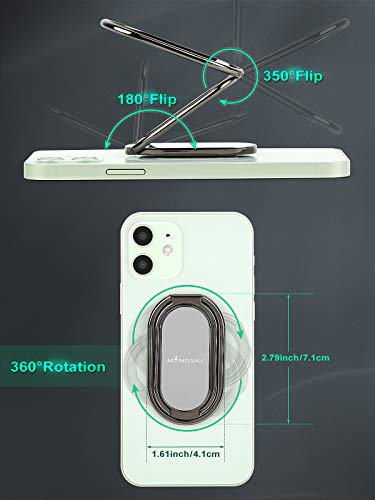 Phone Ring Holder Finger Kickstand 360°Rotation Cellphone Back Grip Foldable Cell Phone Stand for Desk Compatible with iPhone iPad Smartphones Tablets (with Universal Magnetic Car Mount)