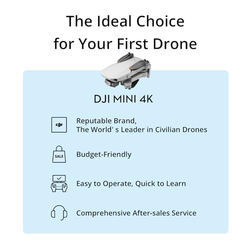 DJI Mini 4K, Drones with Camera for Adults 4K, Under 249 g, 3-Axis Gimbal Stabilization, 10km Video Transmission, Auto Return, Wind Resistance, 31-Min Max Flight Time, Drone for Beginners