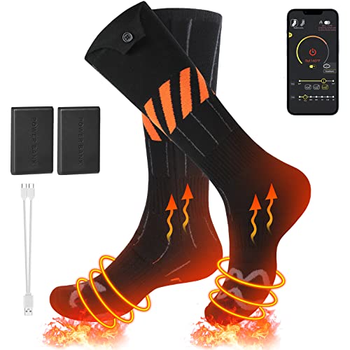 RELIRELIA Heated Socks, Rechargeable Heated Socks with APP Control for Men Women Feet Warmer for Winter Hunting Fishing Winter Skiing Outdoors Battery Included