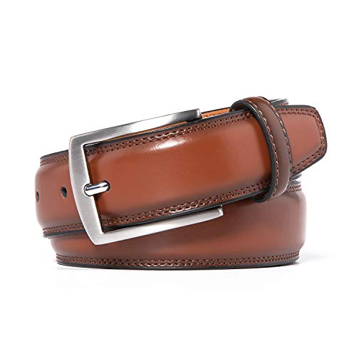 Men's Belt, Classic and Fashion Designs for Work Business and Casual, Regular Big & Tall Sizes Handmade Genuine Leather (56, Brown)