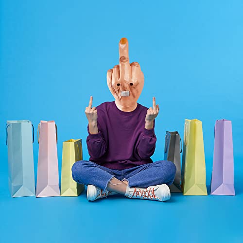 MOKRY PARTY Middle Finger Funny Head Mask Costume Party Prop Adult Latex Middle Finger Mask