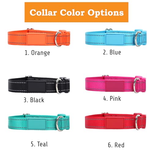 PAWBLEFY Personalized Dog Collars - Reflective Nylon Collar Customized with Name and Phone Number Adjustable Sizes for Small Dogs, Medium, Large 4 Colors Male Female boy Girl Puppies