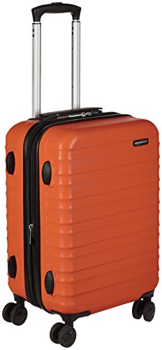 Amazon Basics Expandable Hardside Carry-On Luggage, Suitcase with Wheels, 21-Inch Spinner with Four Spinner Wheels and Scratch-Resistant Surface, Orange