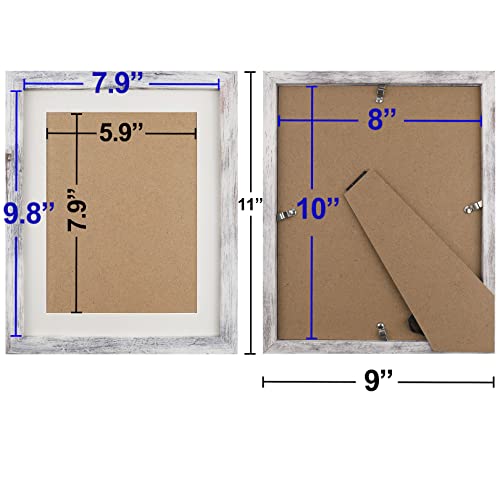 TOFOREVO Picture Frames 8x10 Set of 2 Distressed White Wood Grain Photo Frame for Gallery Wall Mounting or Tabletop Display