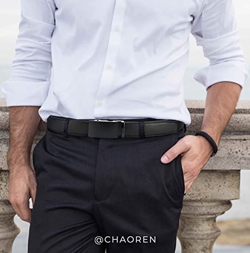 CHAOREN Leather Ratchet Belt for men 1 3/8" for Dress Pants - Micro Adjustable Belt Fit Everywhere