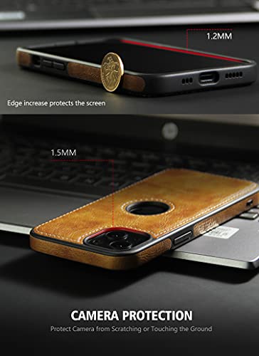 JAROIE Classy Design Luxury Leather Phone Case for iPhone 13 Non-Slip Grip Full Body Ultra Slim Protective Case (2021,6.1”) (Brown)