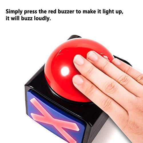 JIALITFUN Game Answer Buzzer 2 Pcs, Game Buzzer Alarm Sound Play Button with Light Trivia Quiz Got Talent Buzzer Toys for Kids Adult