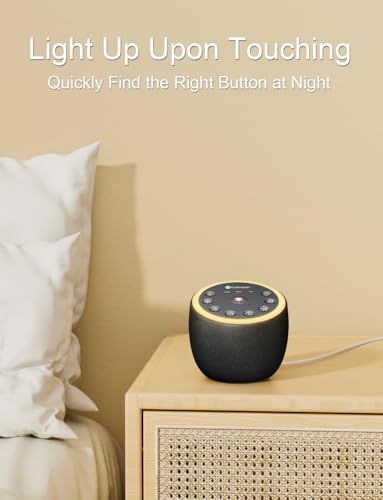 Sleep Sound Machine White Noise Machine 40 Non Looping Sounds 8 Night Light Colors 4 Timers 32 Adjustable Volume Memory Function Brown Noise Sounds Machine for Baby Kids Adult Plug-in, Black