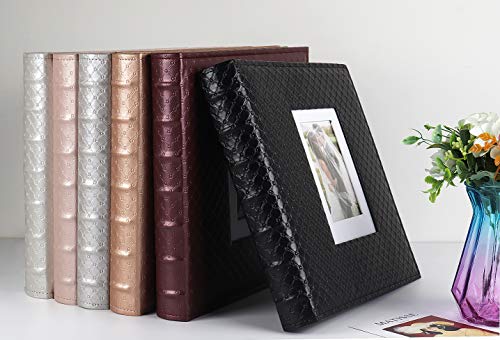 RECUTMS Photo Album 4x6 600 Photos Black Inner Page Button Grain Leather Big Capacity Pockets Pictures Album Birthday Christmas Wedding Anniversary (Black)