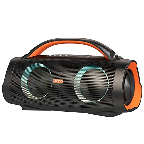 DOSS Extreme Boom Pro Bluetooth Speaker with 100W Stereo Sound, Rich Bass, IPX6 Waterproof, 20H Playtime, Power Bank, Mixed Color Light, Portable Speaker for Outdoor, Camping, Beach-Orange