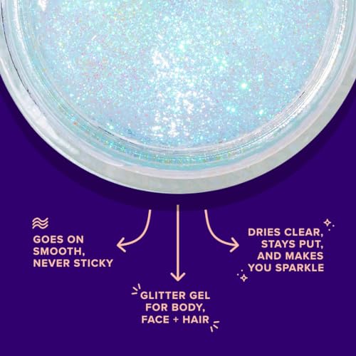 Unicorn Snot Face & Body Glitter Gel - Cosmetic-Grade Holographic Glitter - Festival, Anime Cosplay, Halloween Costume Makeup - Safe for Face, Easy Application & Removal - Aqua Glitter, 1.7oz (Galaxy)