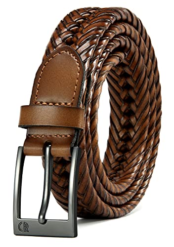 CHAOREN Leather Braided Belts Men - 1 1/8" Mens Casual Woven Leather Belt - Belt Men