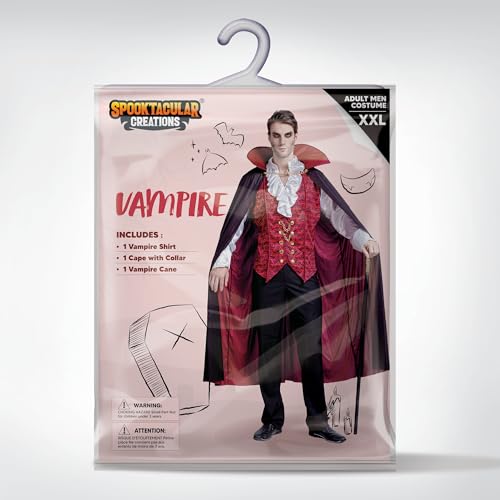 Spooktacular Creations Medieval Scary Vampire Costume Adult Men with Vampire Cape Men and Accessories for Deluxe Halloween Costume(Large)