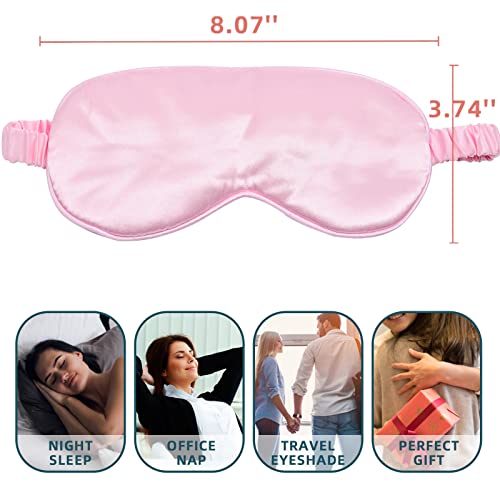 LERSVICVIL Sleep Mask 4 Pack Silk Eye Cover Soft Satin Blindfold Elastic Strap Night Eyeshade Travel Nap for Women Men