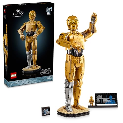 LEGO Star Wars C-3PO Buildable Droid Figure, Build and Display Model with C-3PO Minifigure, Star Wars Collectible for Home or Office Décor, Nostalgic Gift Idea for Adults, Fans or Collectors, 75398